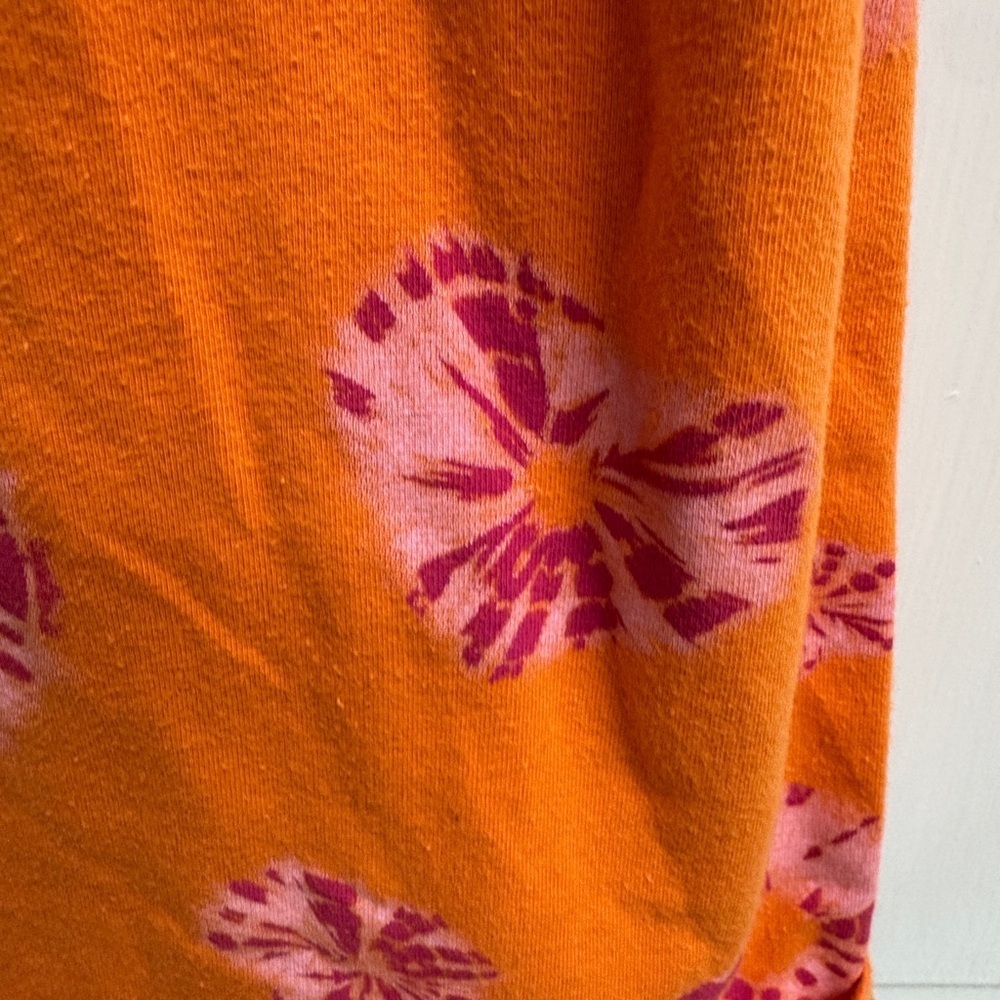 Faded Glory 3T Girls Orange and Pink Ruched Floral Spaghetti Strap Dress - Picture 3 of 6
